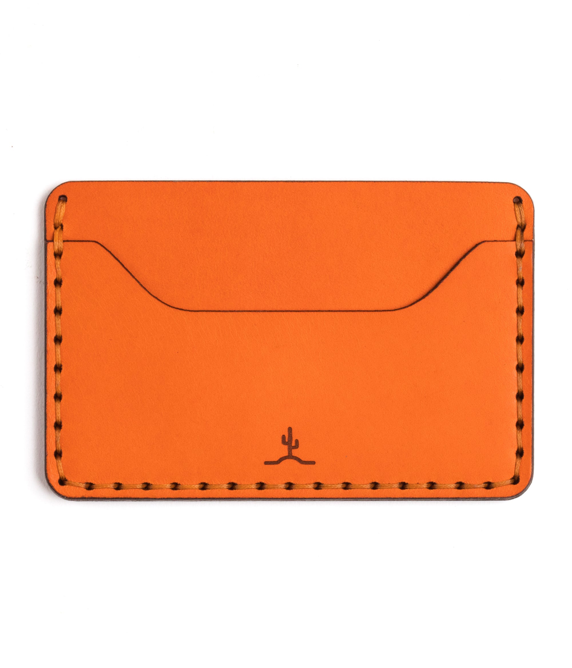 two pocket slim orange leather wallet