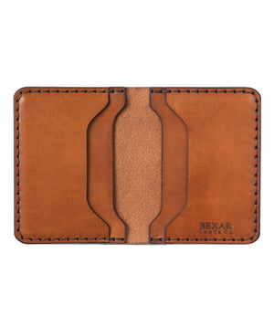 brown leather wallet with four internal pockets