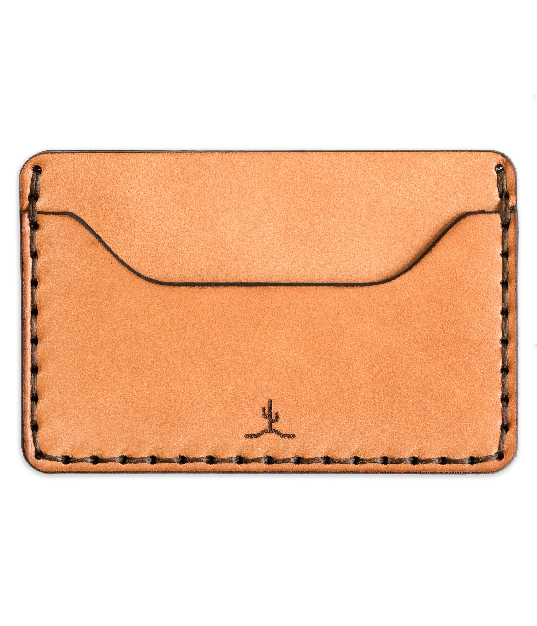 russet brown color leather slim wallet with two card pockets