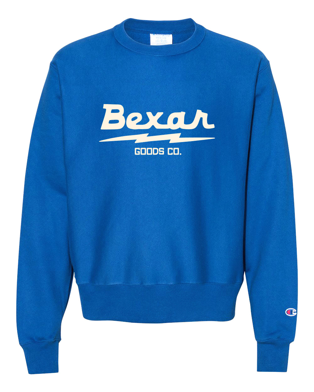 Bexar Bolt Blue Champion Sweatshirt - Bexar Goods