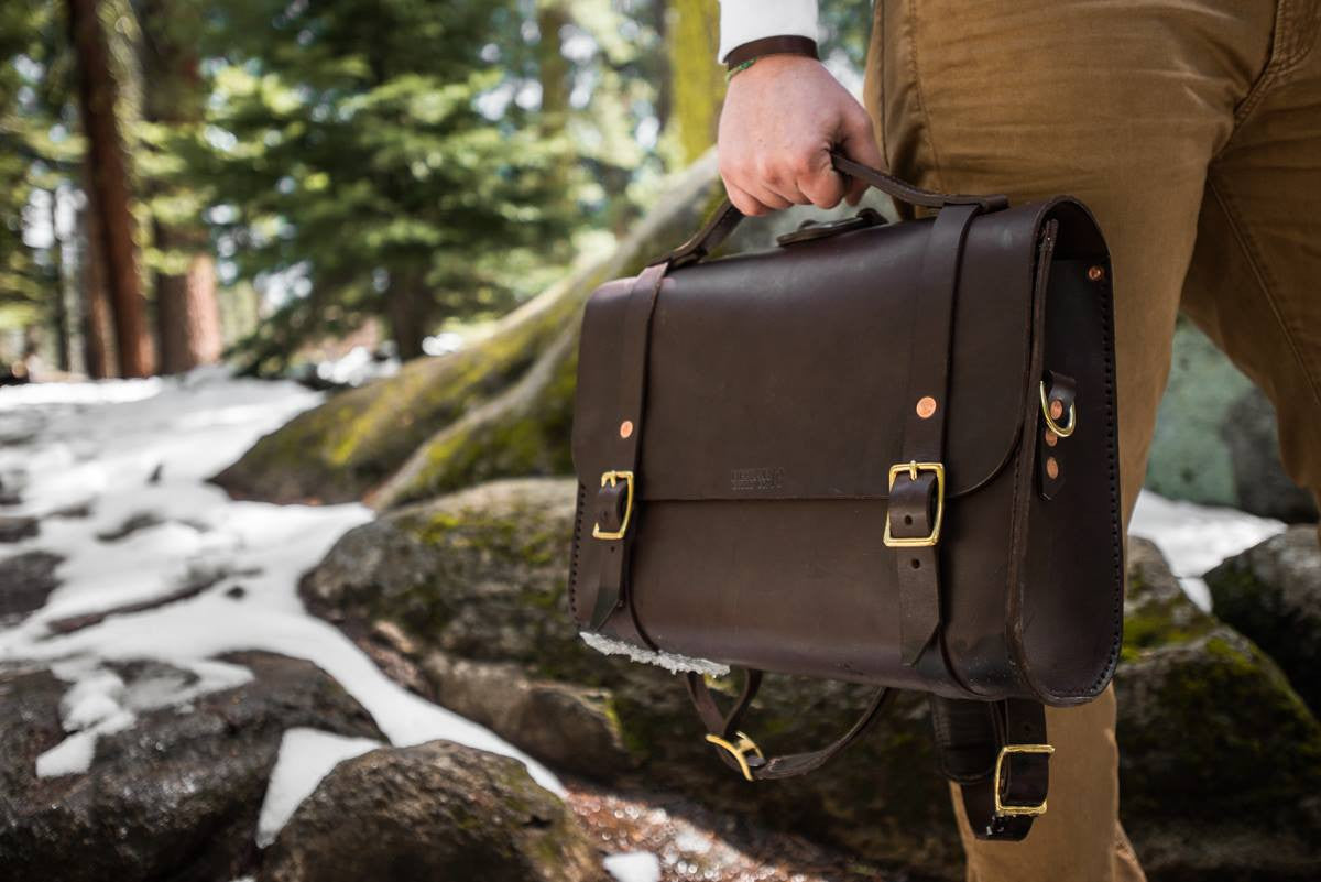 Porter Satchel - Tan Bridle Dark Brown Leather // Bexar Goods ...