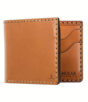 whiskey cordovan leather with brown interior four pocket bifold wallet