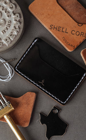 Slim Wallet // Black Cordovan // White Thread
