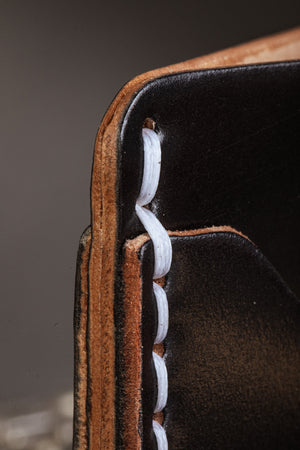 Slim Wallet // Black Cordovan // White Thread