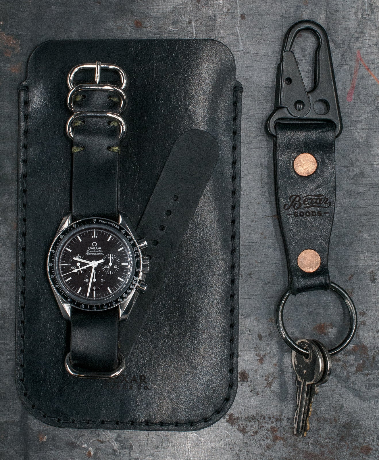 black leather strap