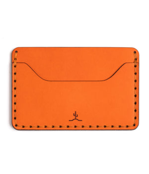 two pocket slim orange leather wallet