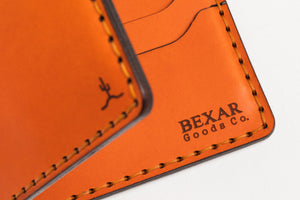 interior view of Orange six pocket bifold wallet