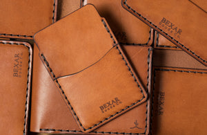 array of brown leather bexar goods wallets