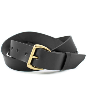 Black Leather belt with brass buckle