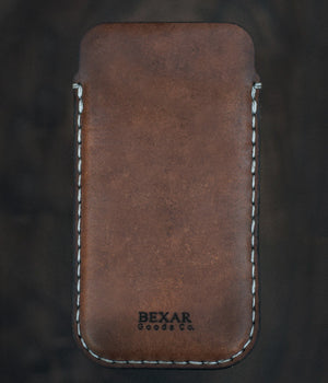  brown leather phone sleeve 