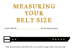 Measure your belt size chart. Same information can be found on product description