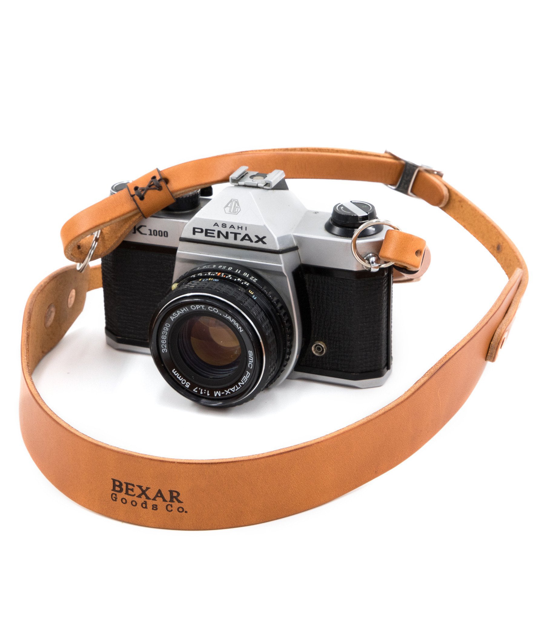 tan camera strap