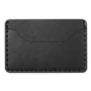 black leather two card pocket slim wallet