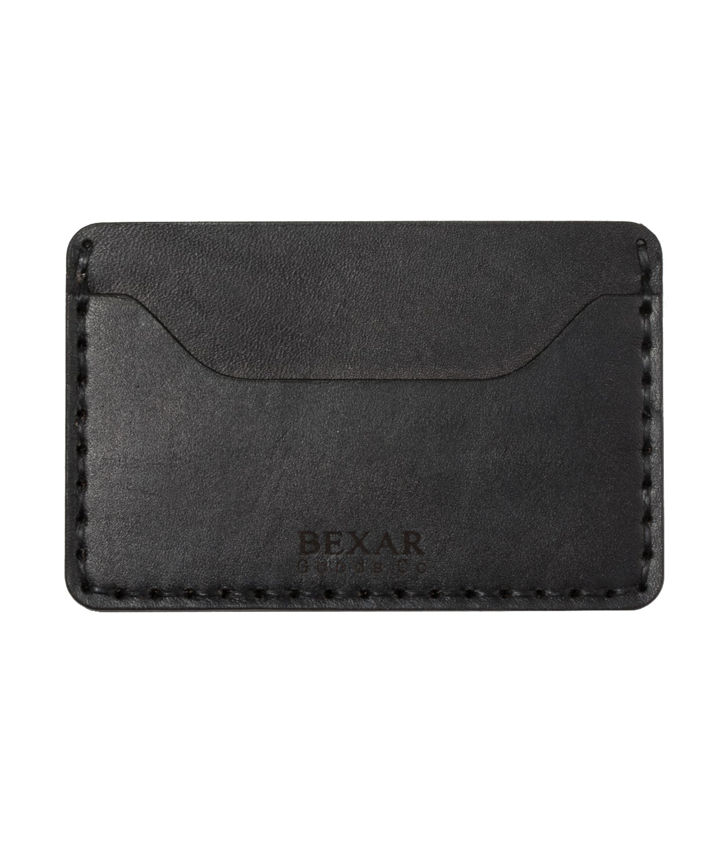 black leather two card pocket slim wallet