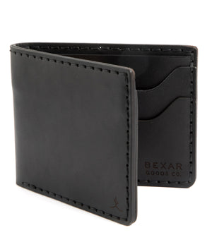 black leather four card pocket bifold wallet