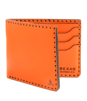 Orange six pocket bifold wallet