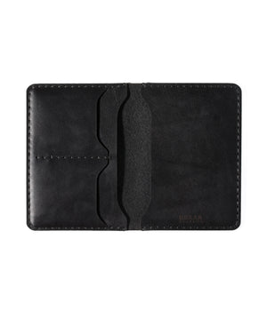 black leather passport wallet with two card pockets