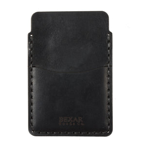 black leather card sleeve with outer sleeve wallet and brass money clip