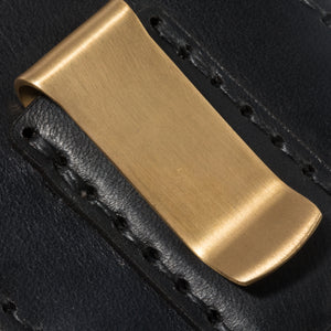Close up of Simple Card Wallet with Money Clip // Black - Bexar Goods
