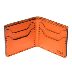 interior of Orange four pocket bifold wallet
