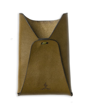 green leather folding card wallet